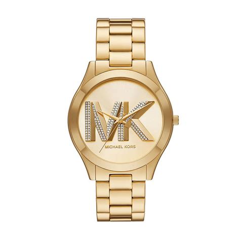 michael kors horloge goud met steentjes|Horloge Runway, goudkleurig met siersteentjes .